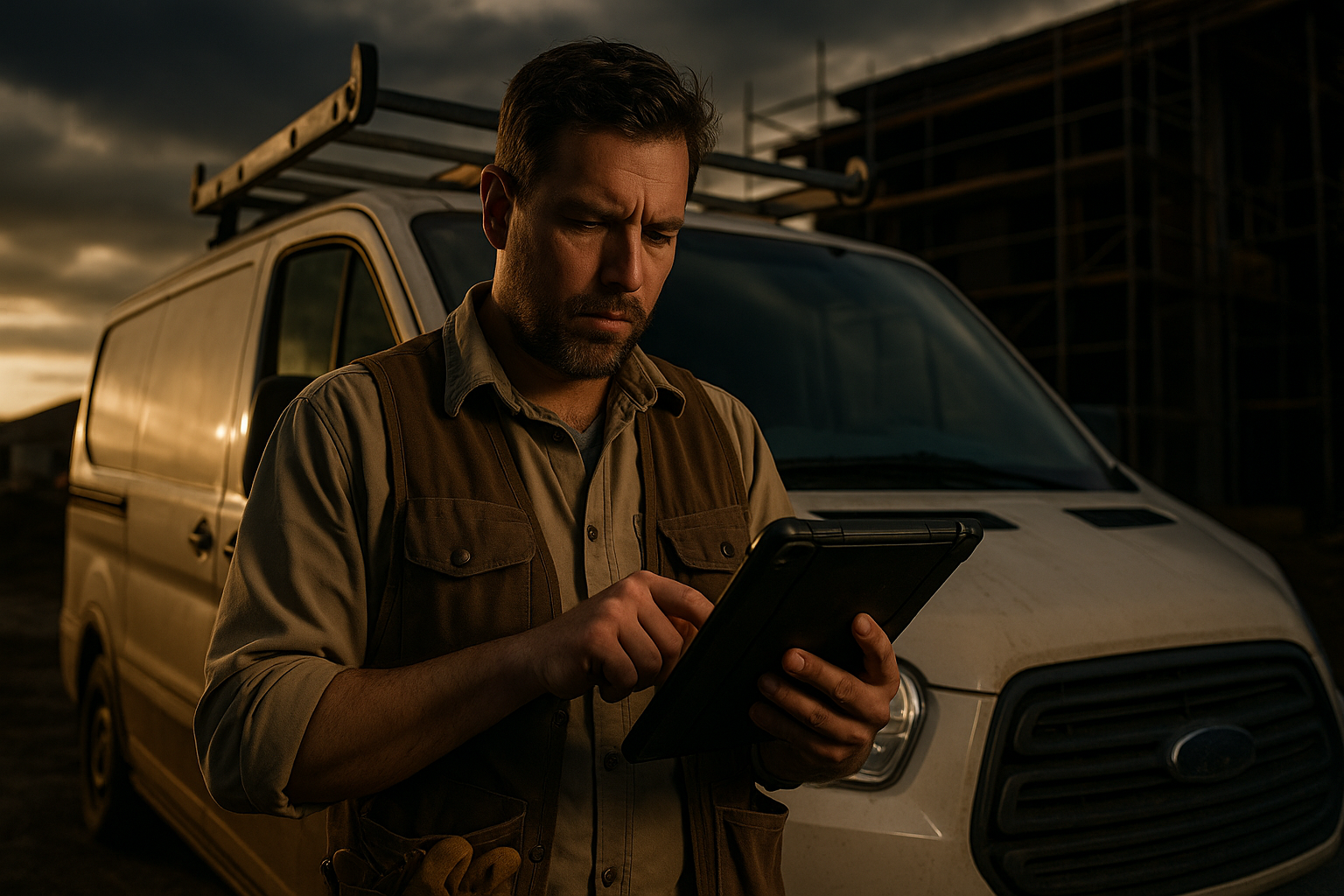 Ultra realistic image for 10 Questions to Ask Before Choosing Trade Business Software. Focus: wide cinematic exterior view with dramatic lighting, ultra realistic