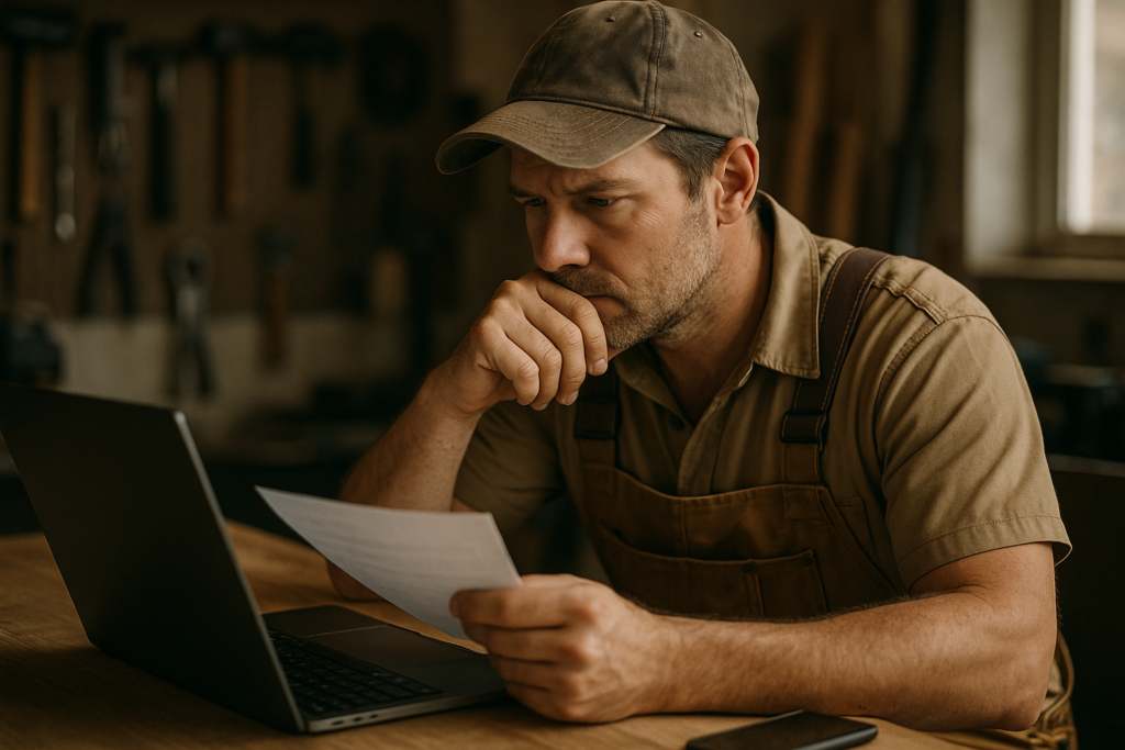 Ultra realistic image for 10 Questions to Ask Before Choosing Trade Business Software. Focus: intimate interior detail shot with shallow depth of field, ultra realistic