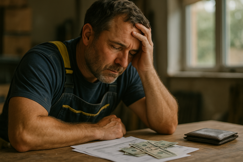 Ultra realistic image for 5 Cash Flow Mistakes That Sink Trade Businesses. Focus: intimate interior detail shot with shallow depth of field, ultra realistic