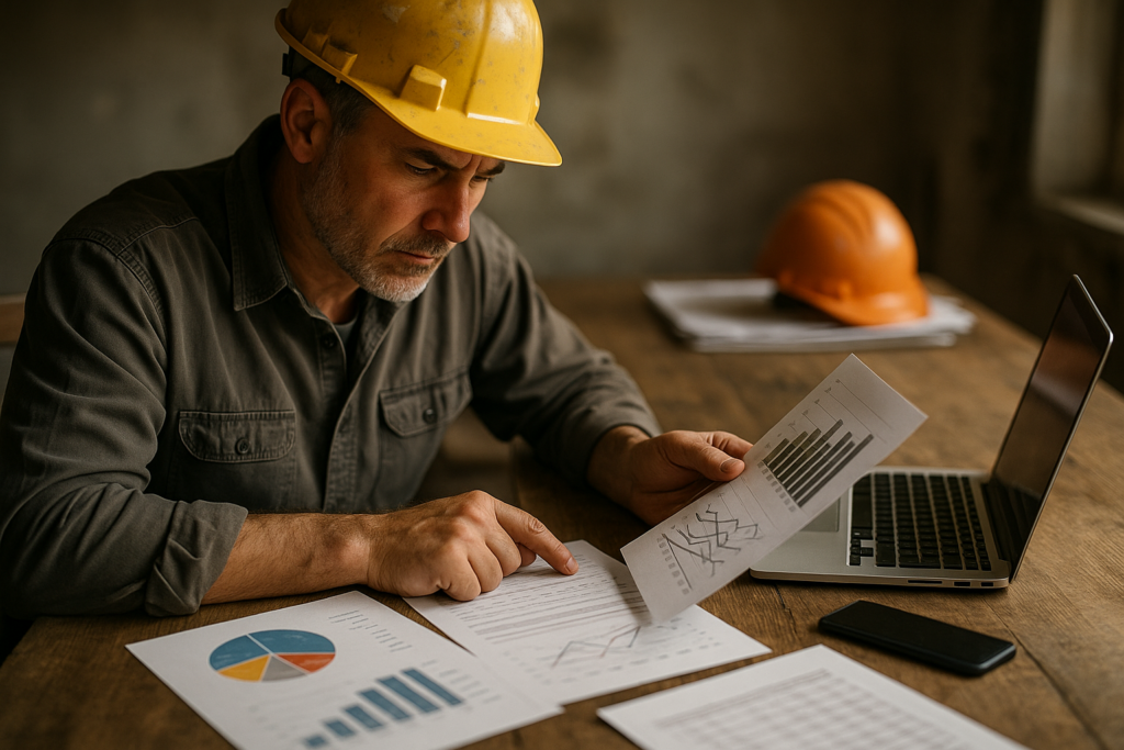 Ultra realistic image for 5 Reports Every Trade Business Owner Should Review Weekly. Focus: intimate interior detail shot with shallow depth of field, ultra realistic