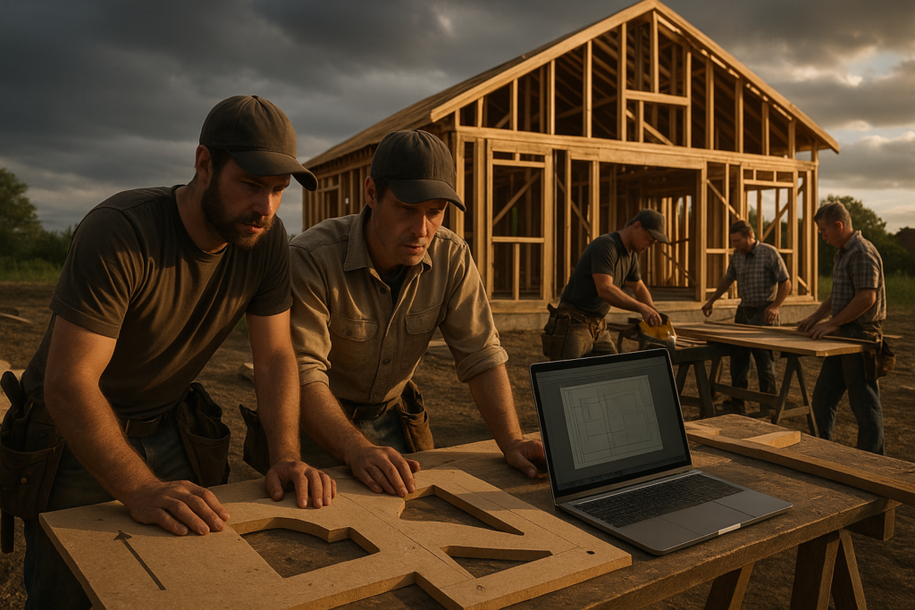 Ultra realistic image for Carpentry Teams Create Reusable Templates for Faster Planning. Focus: wide cinematic exterior view with dramatic lighting, ultra realistic