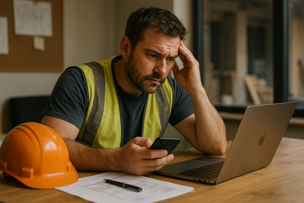 Ultra realistic image for How ConstruX Simplifies Project Management for UK Trade Businesses. Focus: intimate interior detail shot with shallow depth of field, ultra realistic