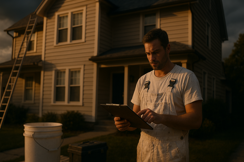 Ultra realistic image for How Painting and Decorating Businesses Track Job Profitability. Focus: wide cinematic exterior view with dramatic lighting, ultra realistic