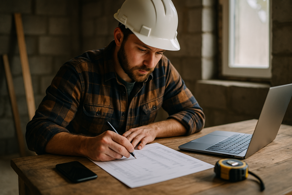 Ultra realistic image for How UK Contractors Win More Jobs With Better Quotes. Focus: intimate interior detail shot with shallow depth of field, ultra realistic