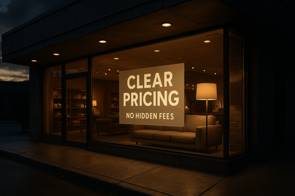 Ultra realistic image for The Advantage of Clear Pricing Without Hidden Upgrade Costs. Focus: wide cinematic exterior view with dramatic lighting, ultra realistic