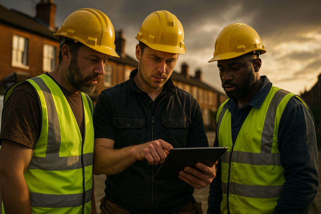 Ultra realistic image for The Best Job Tracking Tools for Small Trades Teams. Focus: wide cinematic exterior view with dramatic lighting, ultra realistic