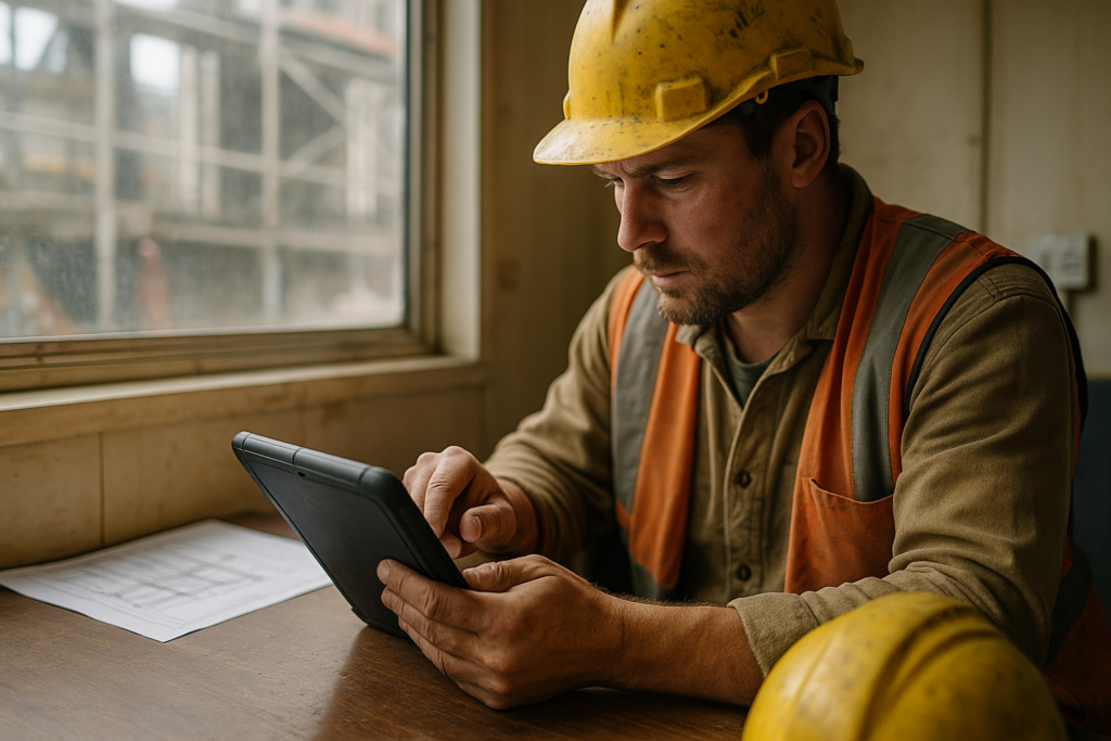 Ultra realistic image for The Complete Guide to Employee Time Tracking for Construction. Focus: intimate interior detail shot with shallow depth of field, ultra realistic