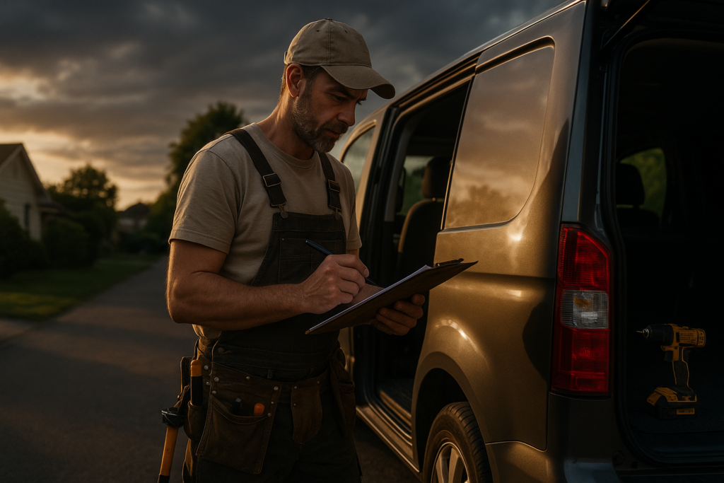 Ultra realistic image for The Handyman’s Guide to Managing Multiple Small Jobs. Focus: wide cinematic exterior view with dramatic lighting, ultra realistic