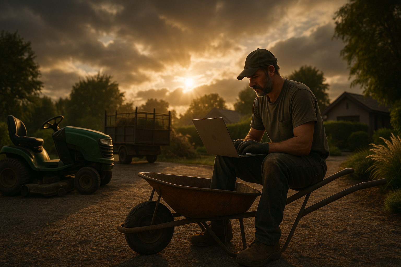 Ultra realistic image for The Landscaper’s Guide to Seasonal Job Scheduling. Focus: wide cinematic exterior view with dramatic lighting, ultra realistic