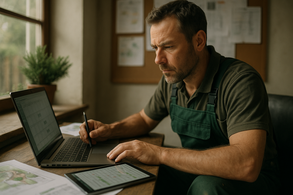 Ultra realistic image for The Landscaper’s Guide to Seasonal Job Scheduling. Focus: intimate interior detail shot with shallow depth of field, ultra realistic