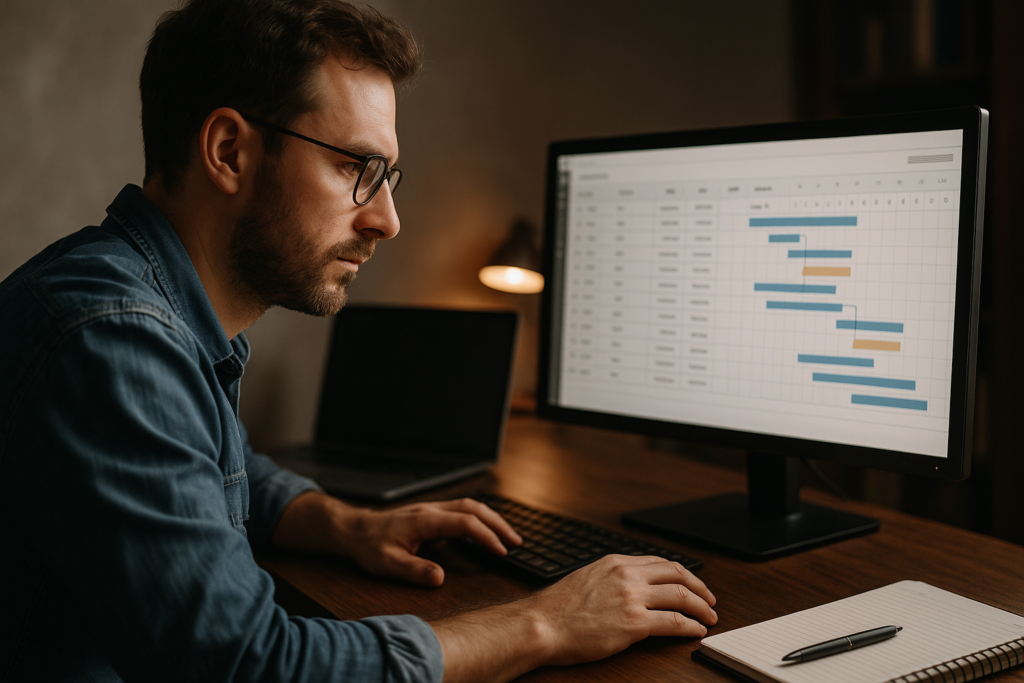 Ultra realistic image for The Rendering Specialist’s Guide to Job Scheduling. Focus: intimate interior detail shot with shallow depth of field, ultra realistic