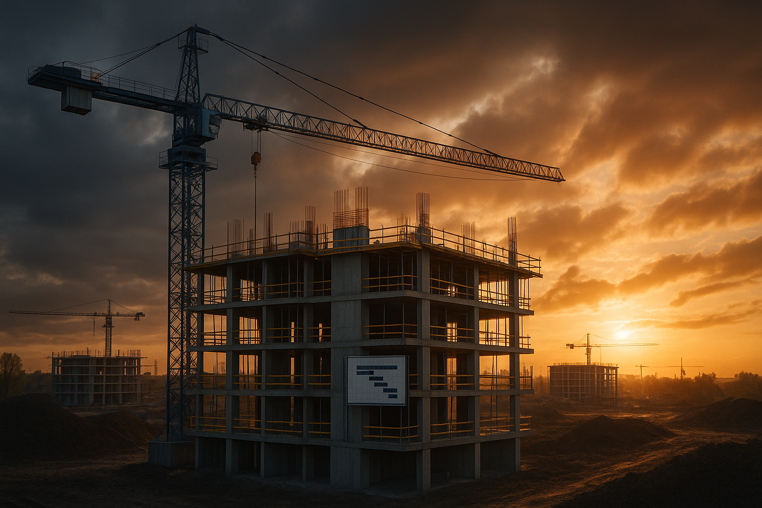 Ultra realistic image for Top 12 Strategies to Improve Construction Planning. Focus: wide cinematic exterior view with dramatic lighting, ultra realistic