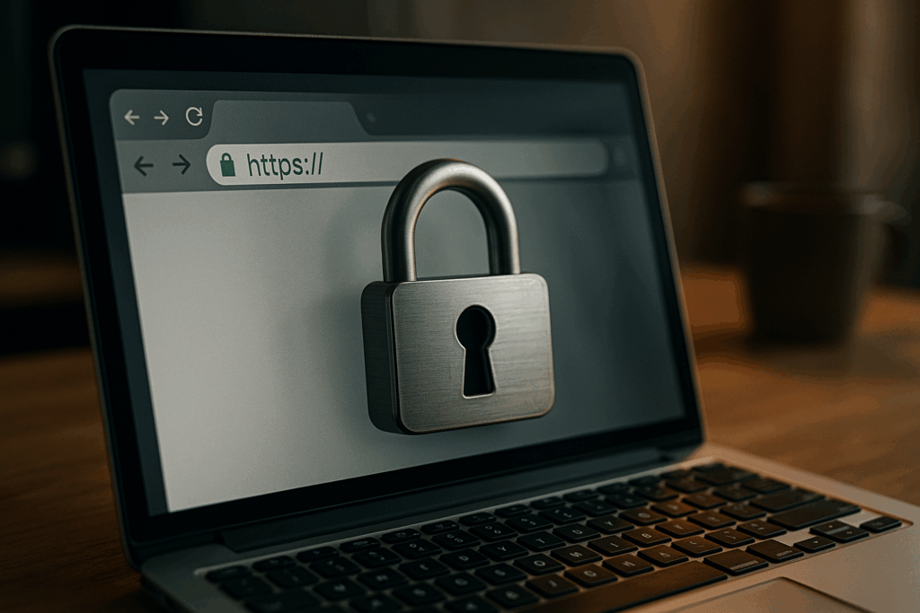 Ultra realistic image for Ultimate Guide to SSL/TLS Encryption: How HTTPS Secures All Data Transmission. Focus: intimate interior detail shot with shallow depth of field, ultra realistic