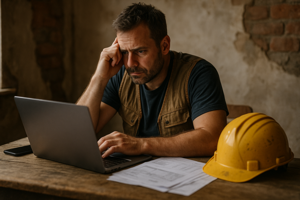 Ultra realistic image for Why ConstruX Is the Project Management Solution UK Tradesmen Have Been Waiting For. Focus: intimate interior detail shot with shallow depth of field, ultra realistic