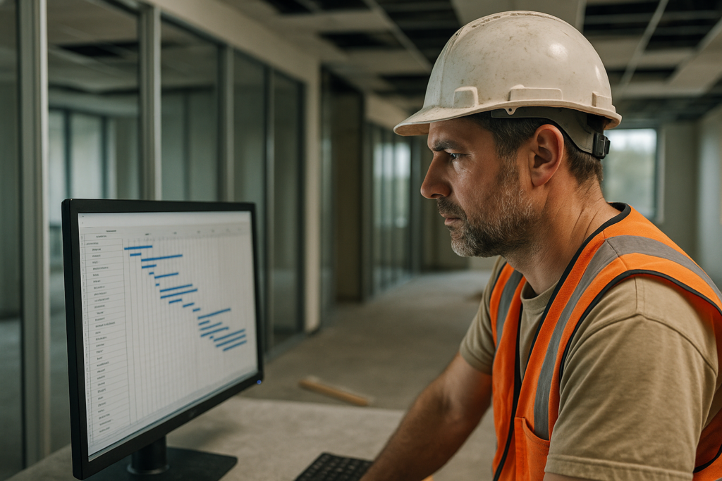 Ultra realistic image for Why Partition Installers Need Visual Scheduling. Focus: intimate interior detail shot with shallow depth of field, ultra realistic