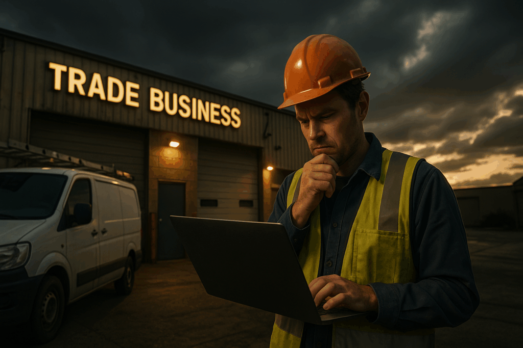 Ultra realistic image for Why Per-User Pricing Is Killing Your Trade Business. Focus: wide cinematic exterior view with dramatic lighting, ultra realistic