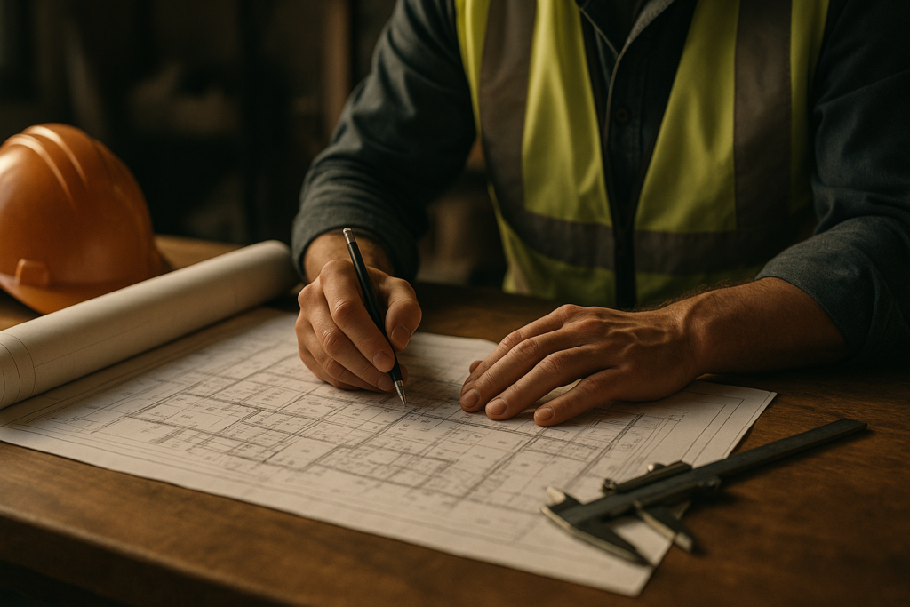 Ultra realistic image for Why Strong Planning Improves Every Construction Project. Focus: intimate interior detail shot with shallow depth of field, ultra realistic