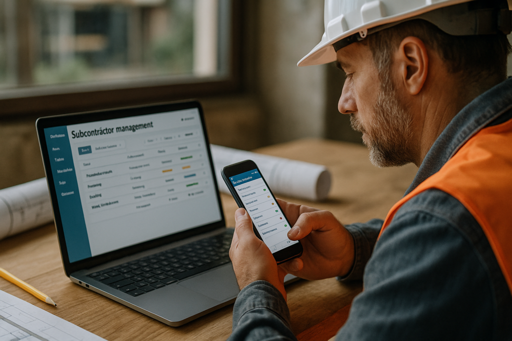 Ultra realistic image for Why Subcontractor Tools Improve UK Builder Efficiency. Focus: intimate interior detail shot with shallow depth of field, ultra realistic