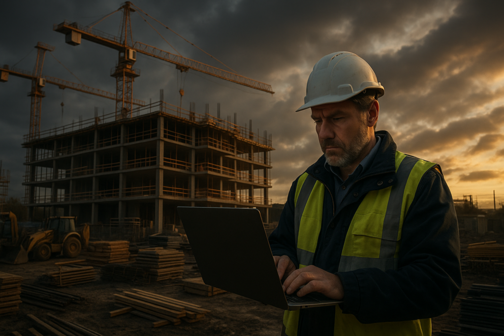 Ultra realistic image for Why UK Contractors Need Centralized CRM Tools. Focus: wide cinematic exterior view with dramatic lighting, ultra realistic