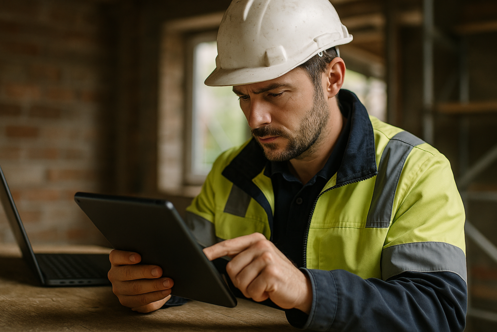 Ultra realistic image for Why UK Contractors Should Automate Daily Reports. Focus: intimate interior detail shot with shallow depth of field, ultra realistic