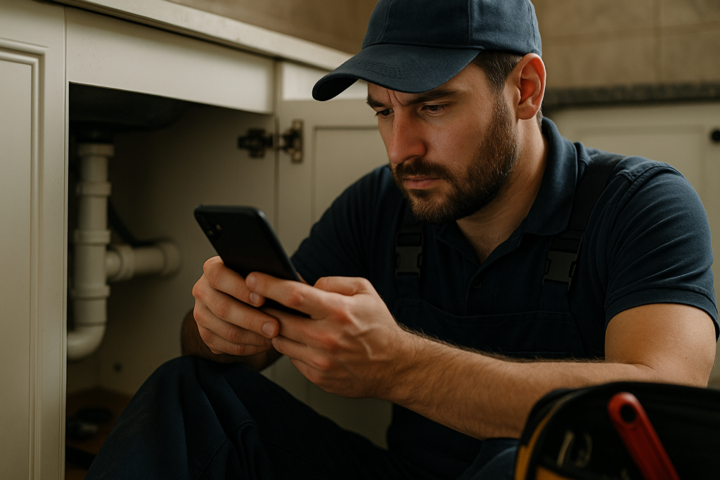 Ultra realistic image for Why UK Plumbers Need Better Scheduling Tools. Focus: intimate interior detail shot with shallow depth of field, ultra realistic