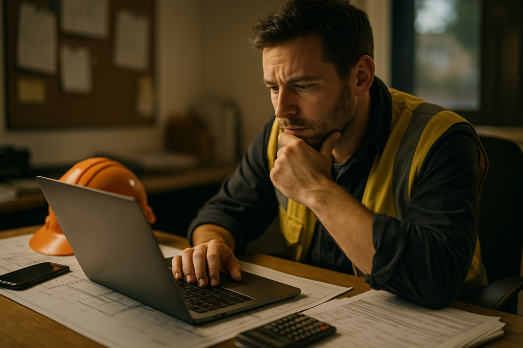 Ultra realistic image for How ConstruX Simplifies Project Management for UK Trade Businesses. Focus: intimate interior detail shot with shallow depth of field, ultra realistic