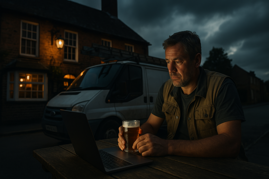 Ultra realistic image for How WordPress Project Management Plugins Can Transform Your Trade Business. Focus: wide cinematic exterior view with dramatic lighting, ultra realistic