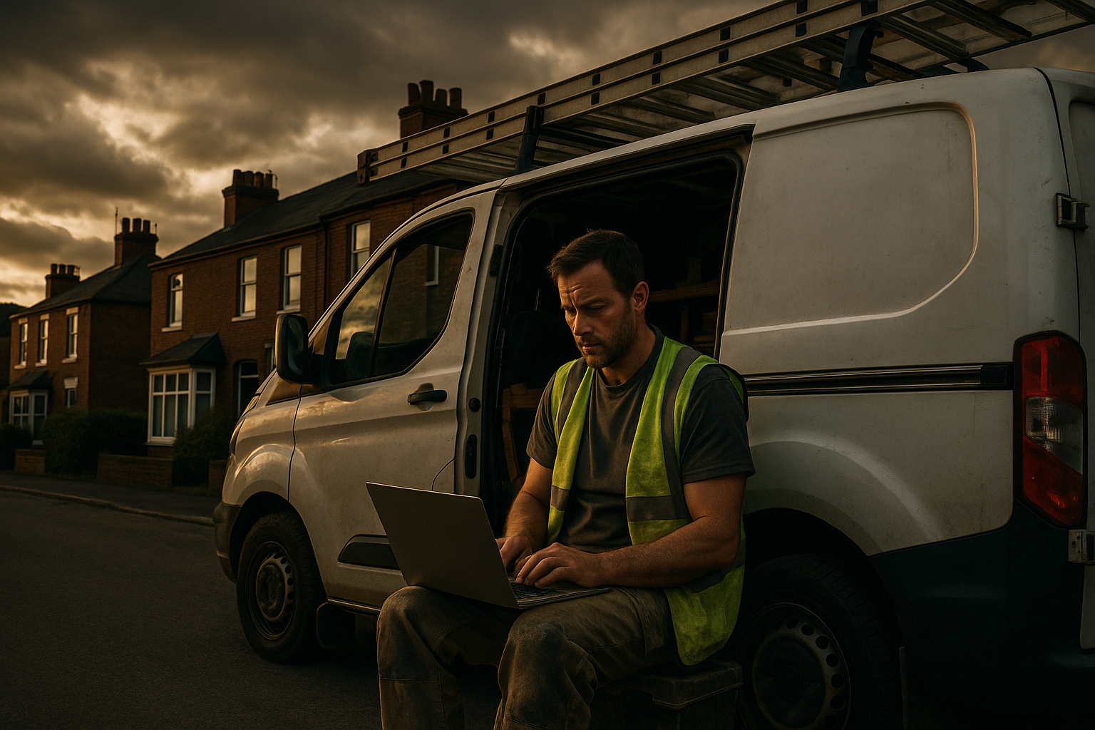 Ultra realistic image for How to Streamline Your Trade Business with WordPress Project Management Plugins. Focus: wide cinematic exterior view with dramatic lighting, ultra realistic