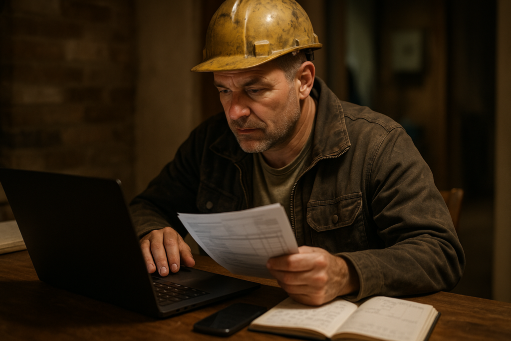 Ultra realistic image for How UK Tradesmen Can Slash Admin Time and Boost Cash Flow with ConstruX Project Management. Focus: intimate interior detail shot with shallow depth of field, ultra realistic