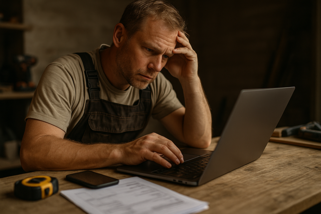 Ultra realistic image for Why Trades Businesses in the UK Need Tailored Project Management Software. Focus: intimate interior detail shot with shallow depth of field, ultra realistic