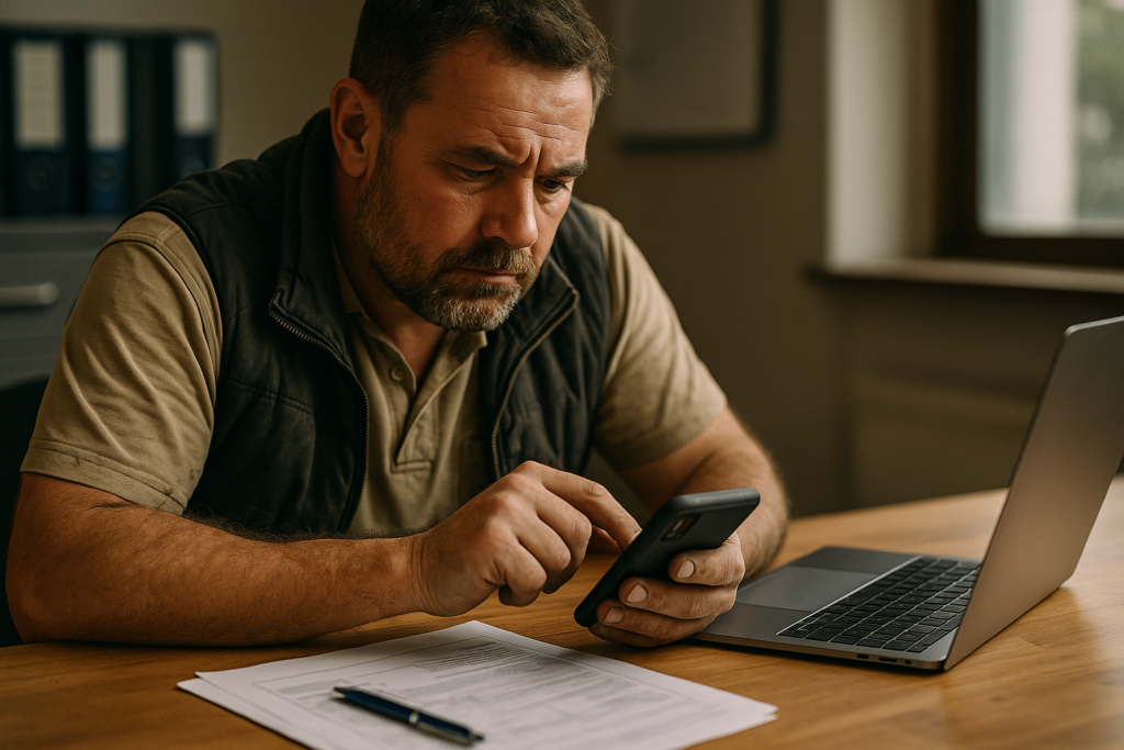 Ultra realistic image for How ConstruX Simplifies Job Management for UK Tradesmen. Focus: intimate interior detail shot with shallow depth of field, ultra realistic