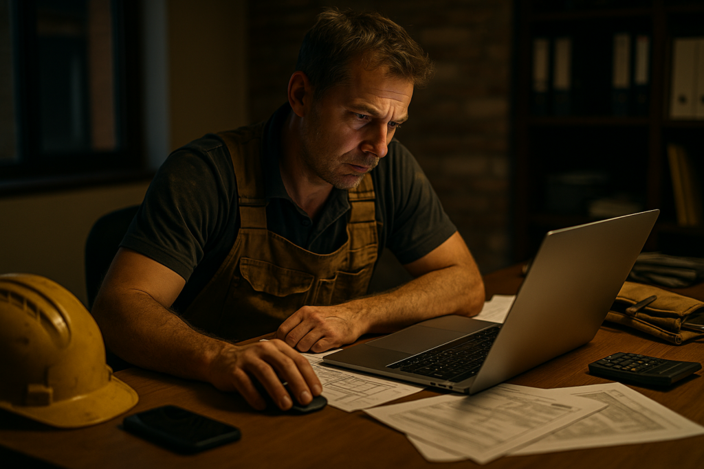 Ultra realistic image for How WordPress-Based Project Management Software Can Transform Your Trade Business. Focus: intimate interior detail shot with shallow depth of field, ultra realistic