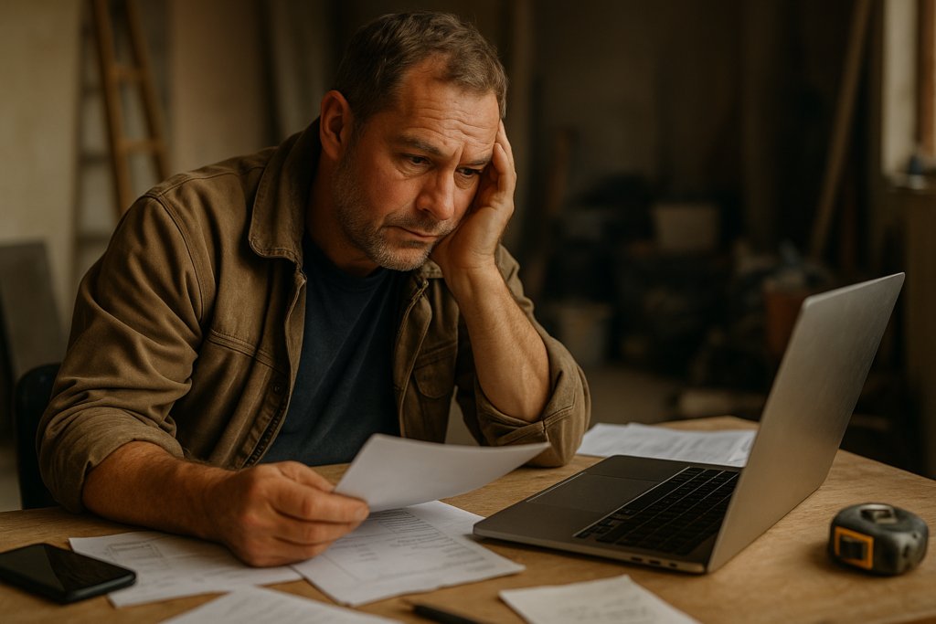 Ultra realistic image for Why UK Tradesmen Need Tailored Project Management Software and How ConstruX Makes It Simple. Focus: intimate interior detail shot with shallow depth of field, ultra realistic